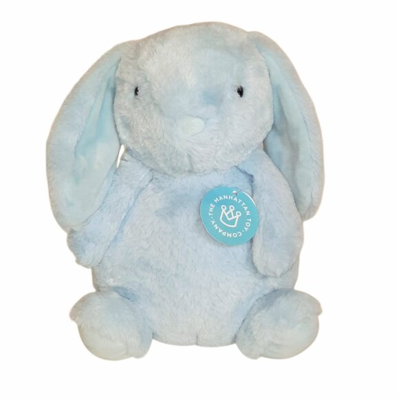 2019 The Manhattan Toy Company Bumpers Blue Bunny Plush Stuffed Beanbag Toy 11" - Picture 1 of 6